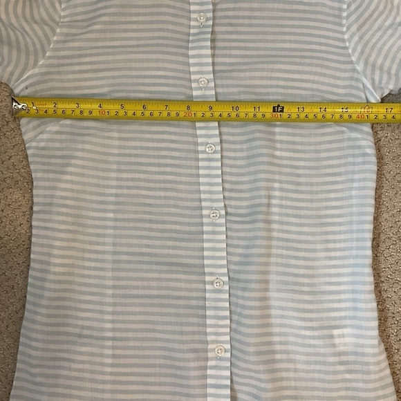 Garnet Hill Striped Button Down Top Blue White Size 2 - Picture 8 of 10